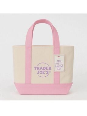 TRADER JOE’S Mini Tote Bag in Pastel Pink. Brand New with Tags.